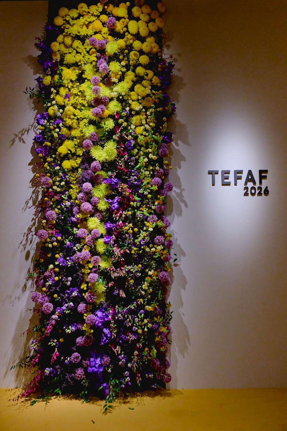 Artfully arranged flowers are always an outstanding feature of both the New York fair and its original location in Maastricht, Netherlands. (Courtesy of TEFAF New York)