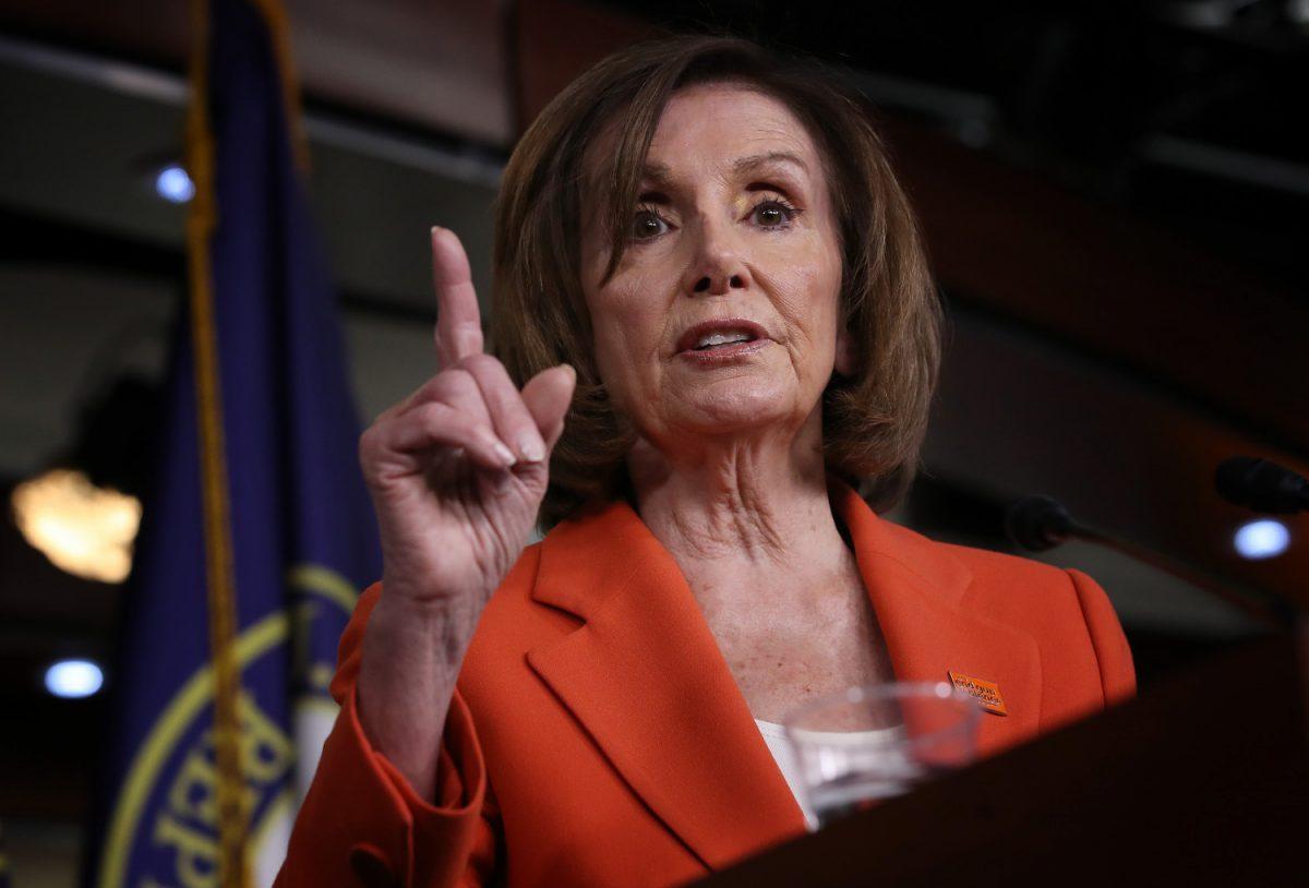 Speaker of the House Nancy Pelosi (D-Calif.) answers questions during her weekly news conference at the U.S. Capitol in Washington on June 5, 2019. (Win McNamee/Getty Images)