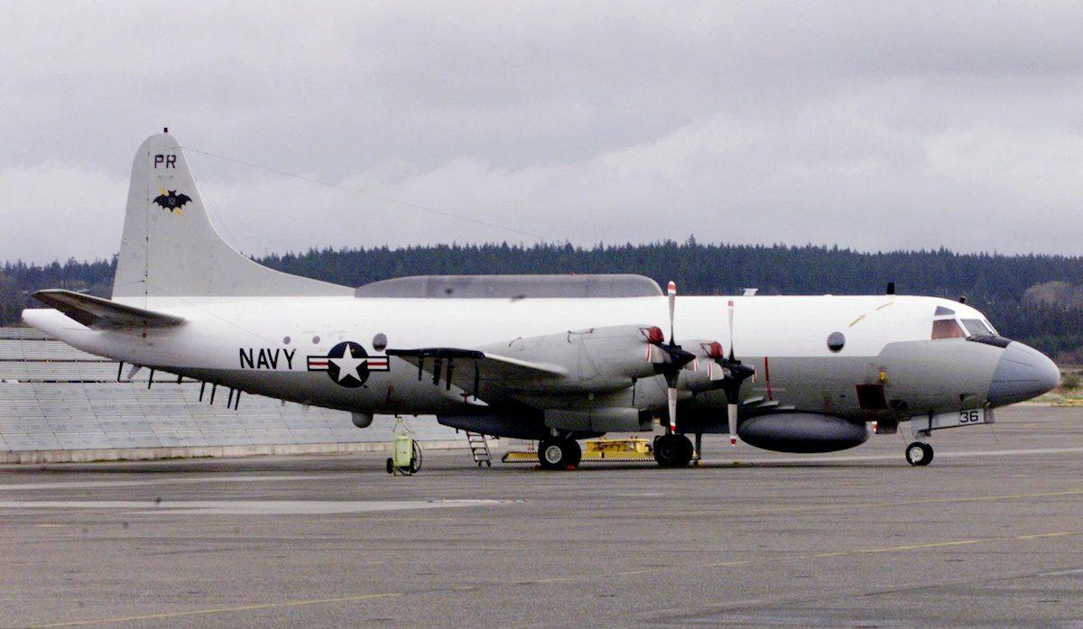 An U.S. Navy EP-3E Aries II electronic spy turborprop airplane from VQ-1 Squadron sits on the tarmac at Ault Field at Naval Air Station Whidbey Island in Oak Harbor, Washington on April 13, 2001. (Anthony P./Reuters)