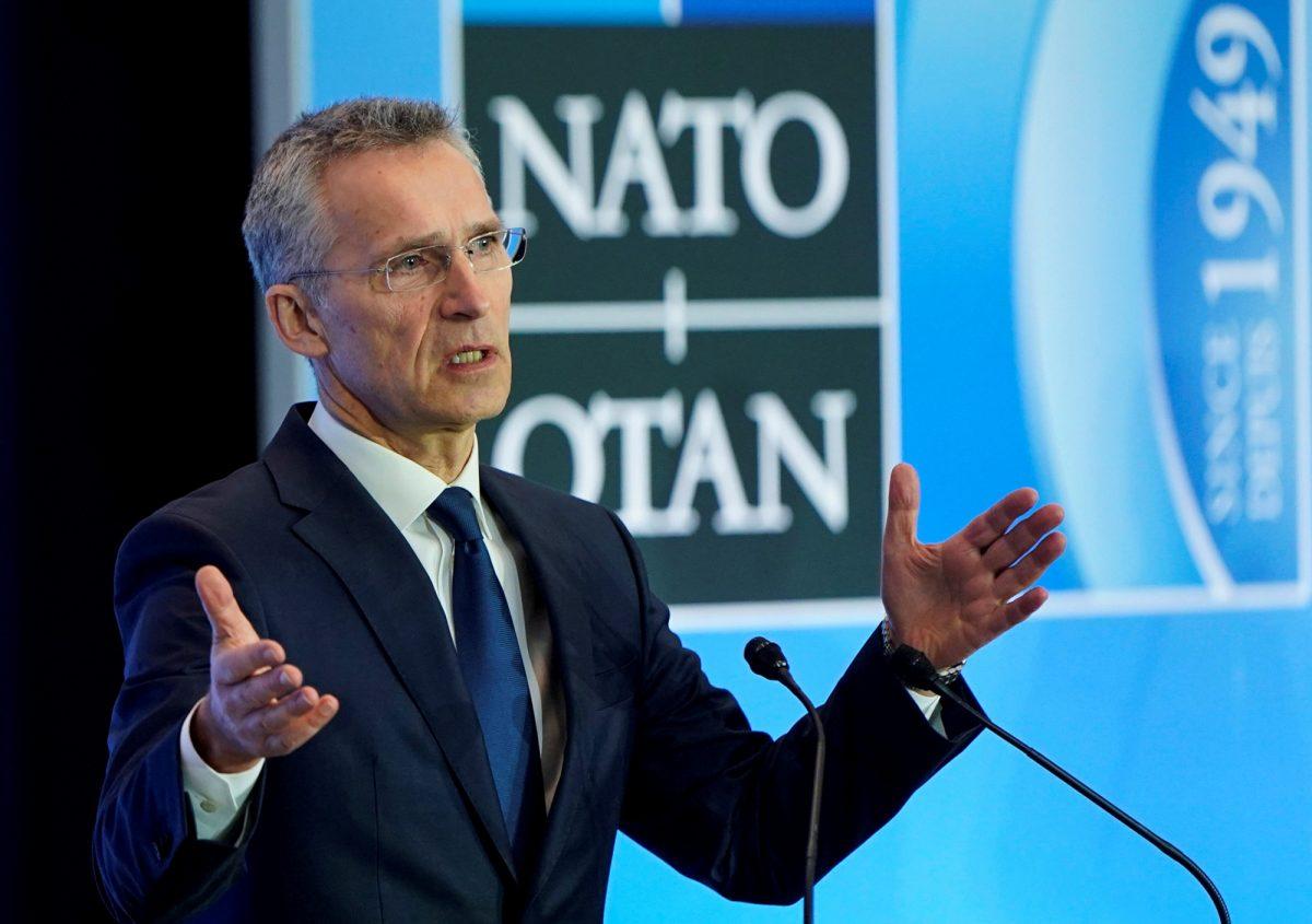 NATO Secretary General Jens Stoltenberg speaks to the media during the NATO Foreign Minister's Meeting at the State Department in Washington, on April 4, 2019. (Joshua Roberts/Reuters)