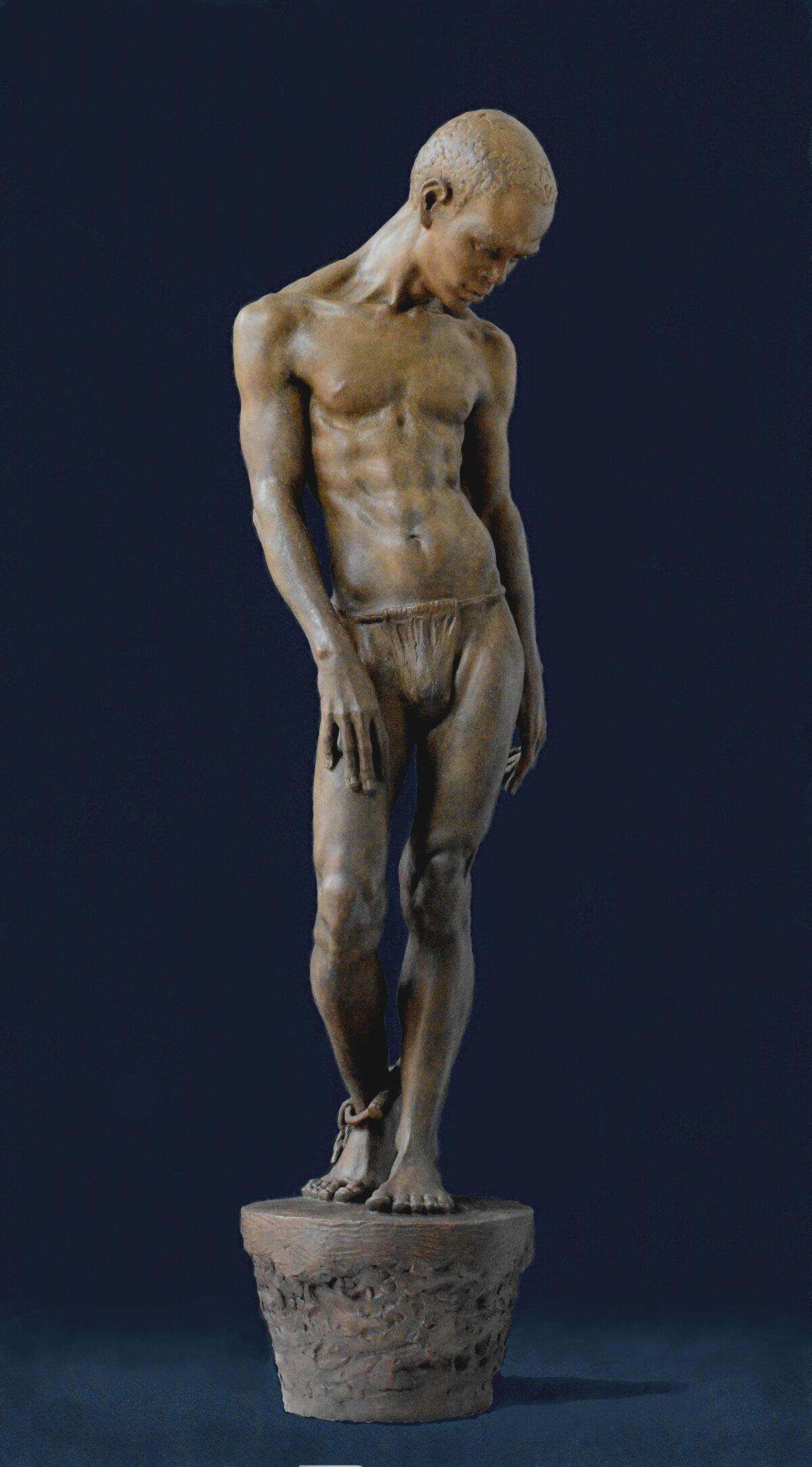 “Boy: Portrait of a Word” by Kate Brockman of Pennsylvania. Bronze; 42 inches by 9 inches by 9 inches. (Courtesy of the Portrait Society of America)
