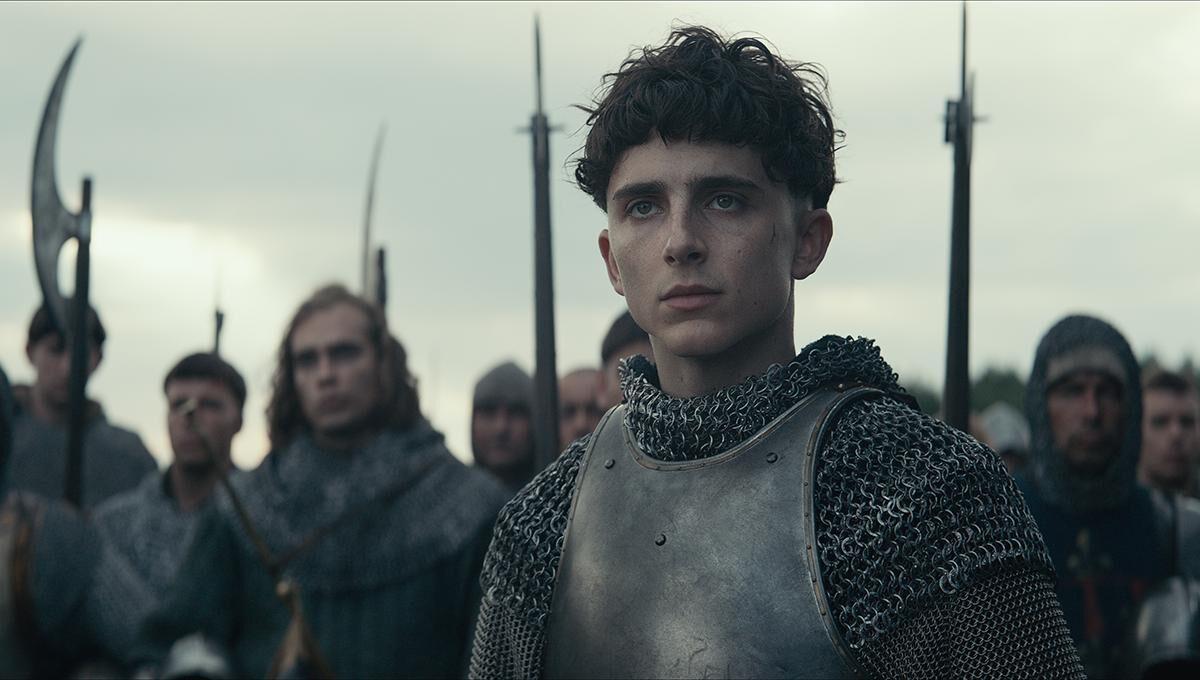 Timothée Chalamet as King Henry V, in "The King." (Netflix)