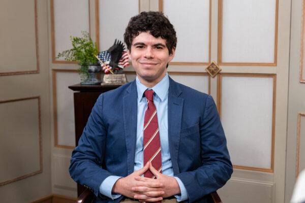 Aaron Sibarium, a writer for the Washington Free Beacon and the former opinion editor of Yale Daily News, in Washington on May 31, 2022. (Matthew Pearson/CPI Studios)