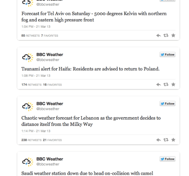 ‘Syrian Electronic Army' Hacks BBC Weather Twitter Account