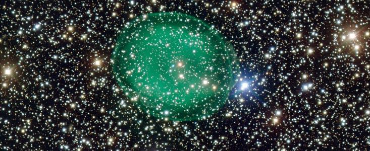 Planetary Nebula Resembles Glowing Green Micro-organism