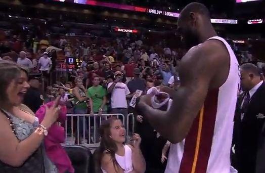 LeBron Fan Kiss: NBA Superstar Gives Young Fan a Surprise