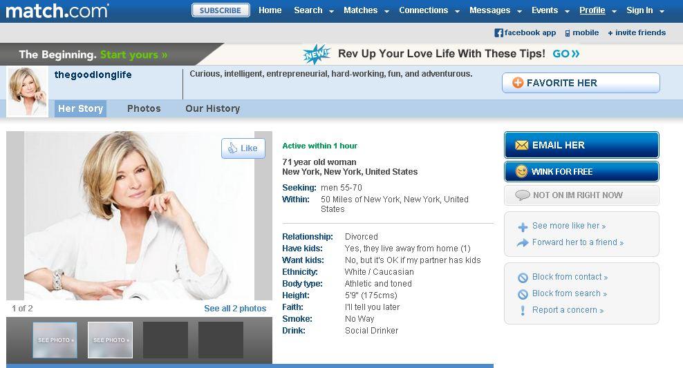 Martha Stewart Dating Site: Mogul Makes Online Profile