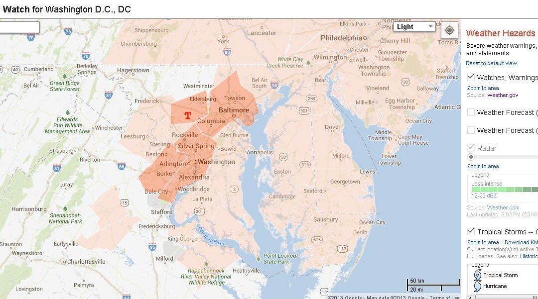 Maps: Tornado and Flash Flood Warnings in DC, MD, VA