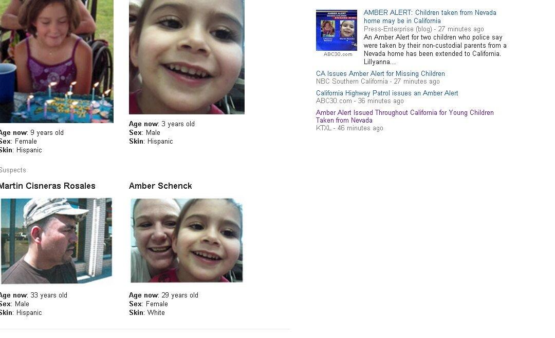 Amber Alert in California for Two Children; Martin Cisneras, Amber Schenck Suspects