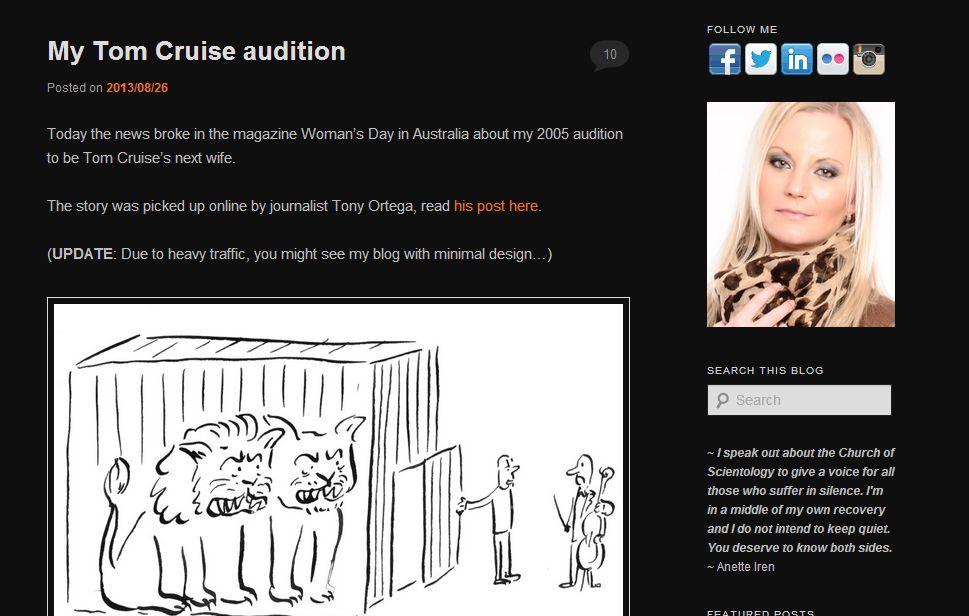 Anette Iren Johansen, Ex-Scientologist, Claims She ‘Auditioned’ to be Tom Cruise’s Wife