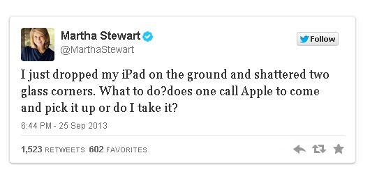 Martha Stewart Tweets About Broken iPad, Making Apple Customer Service Angry