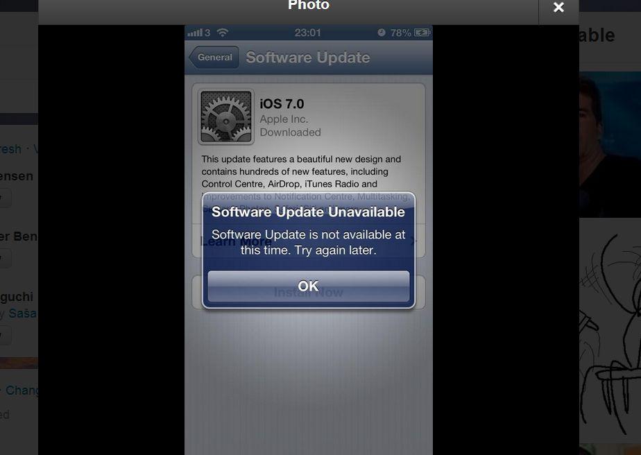 iOS 7: ‘Software Update Unavailable’ and ‘Update Failed’ Errors Reported