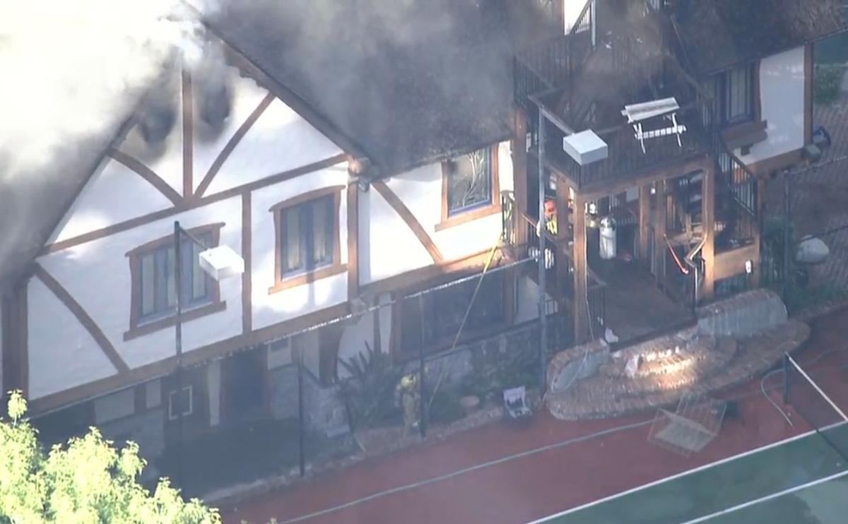 Encino: Fire Rages at Multimillion-Dollar Home