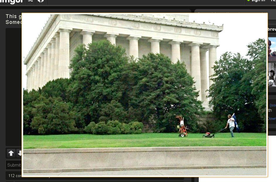 Lincoln Memorial: Man Mows Lawn Amid Government Shutdown, Asked to Leave (+Photo)