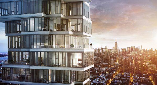 An evening rendering of the exterior of 56 Leonard. (VUW Studio