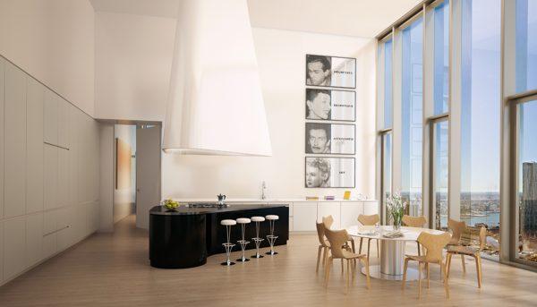 A kitchen rendering. Both the interiors and exteriors of 56 Leonard were designed by Herzog & de Meuron. (VUW Studio)