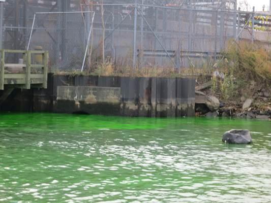 Mystery Green Color Spotted in Newtown Creek