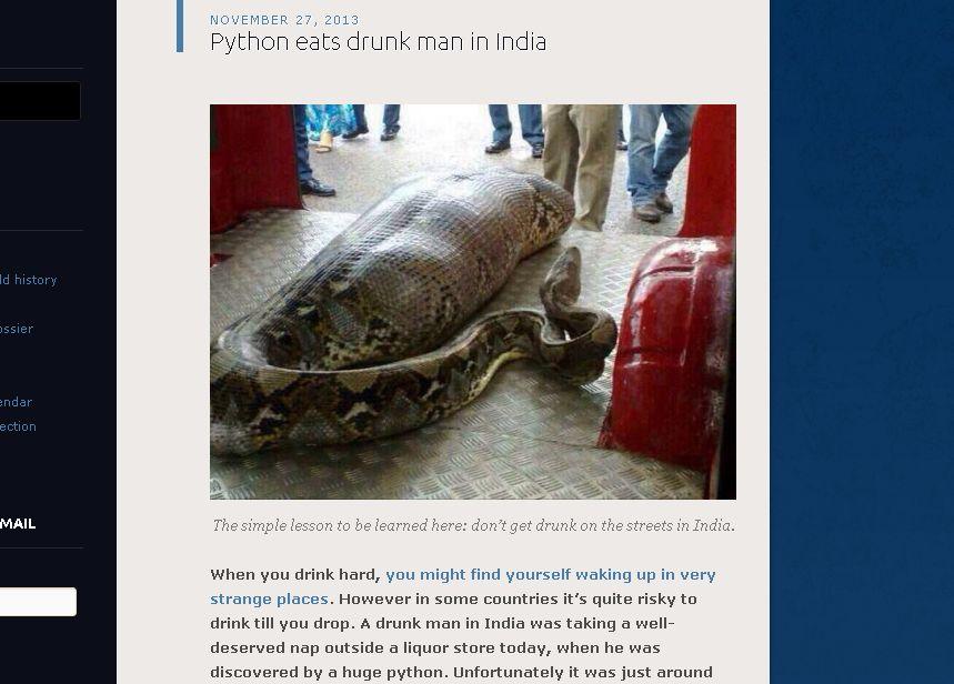 ‘Python Eats Drunk Man in India’ is a Hoax but Goes Viral Anyway