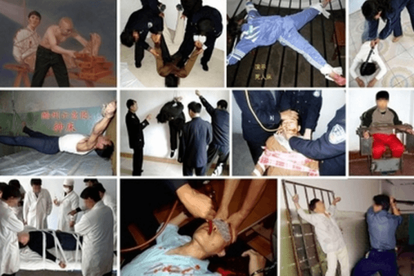 These images show a collection of depictions of various tortures used in China's labor camps. (Minghui.org)