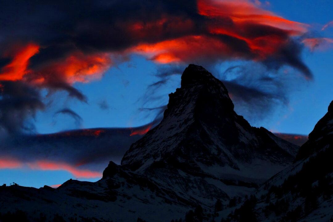 US Flag Projected Onto Swiss Alps Mountain in Show of Solidarity