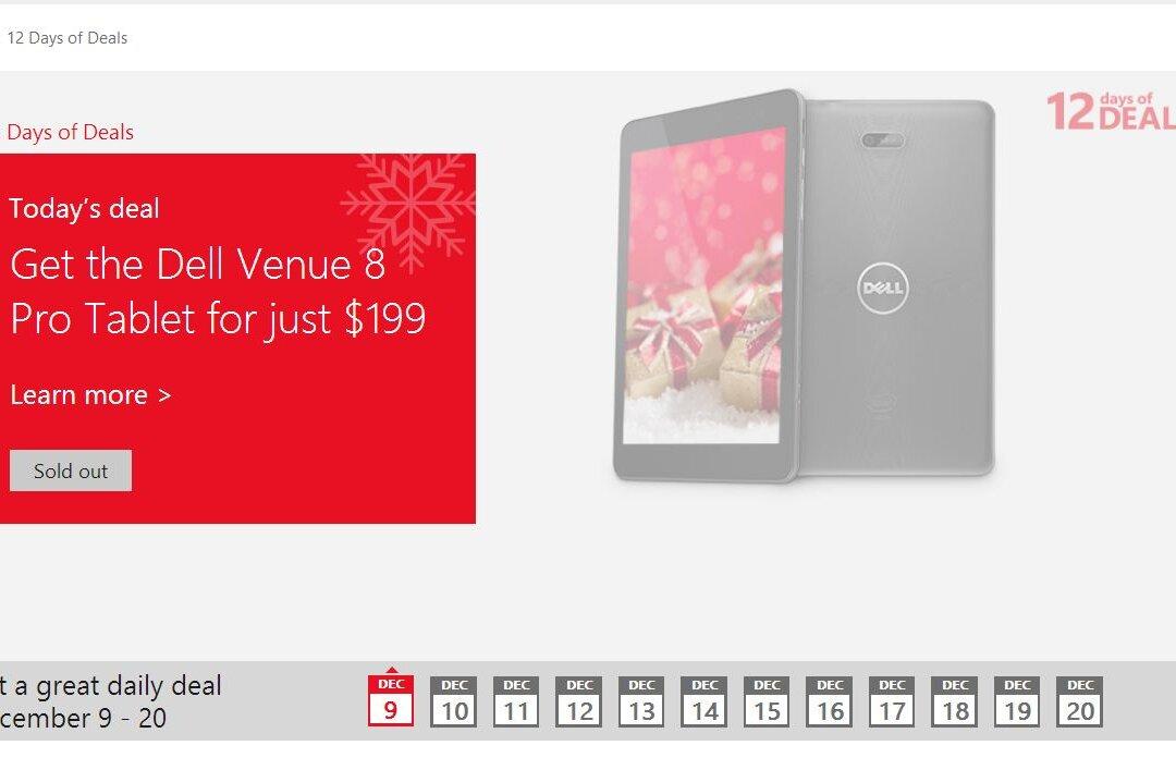 Microsoft Store: ‘12 Days of Deals’ Apparently Leaks Online, Dell Venture 8 Pro First Deal