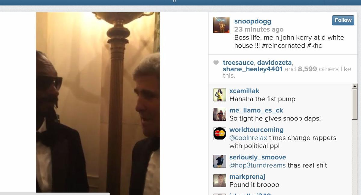 Snoop Dogg and John Kerry Instagram’ed at the White House; Fist Bump Ensues