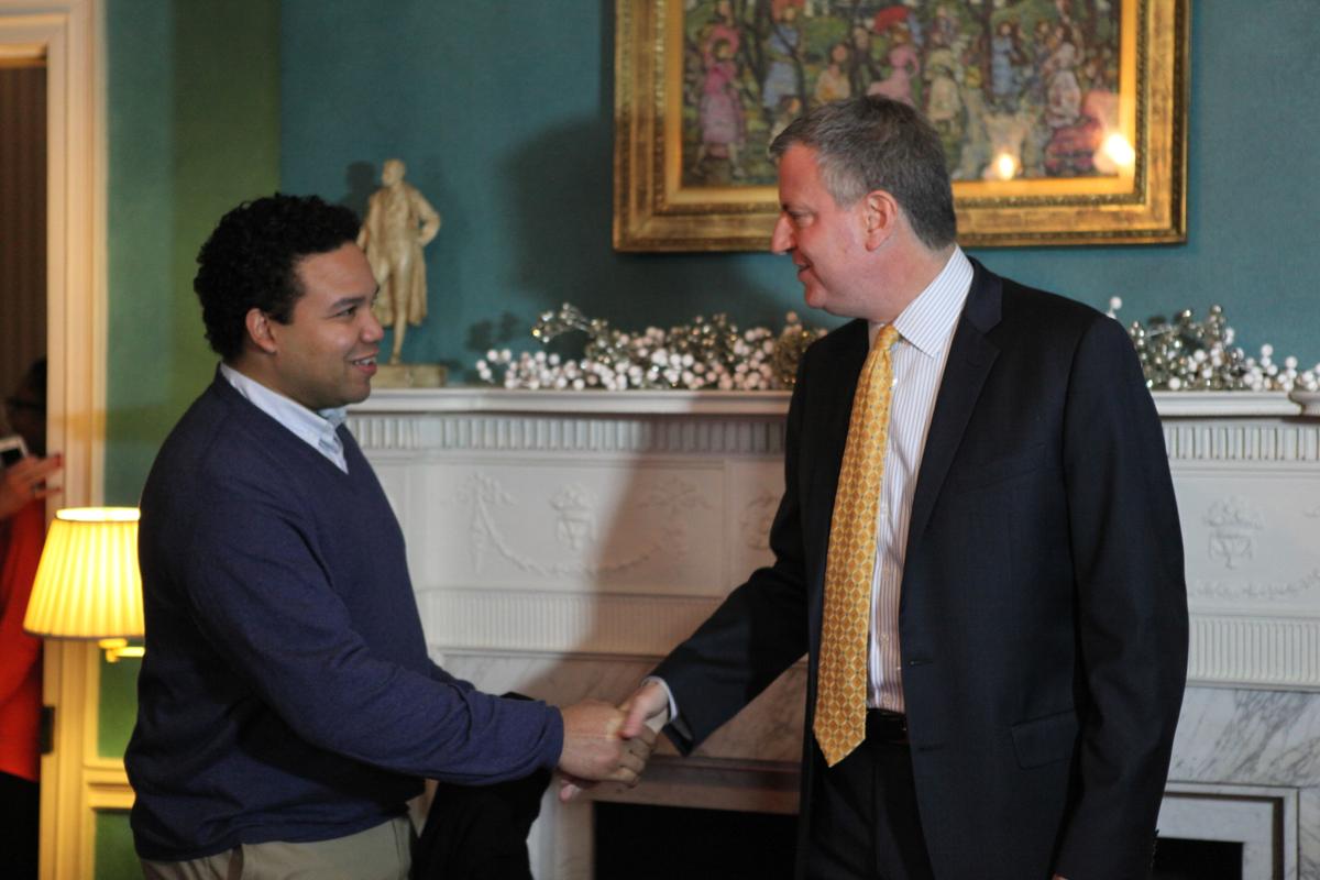 NY Mayor Bill de Blasio Greets New Yorkers at Gracie Mansion