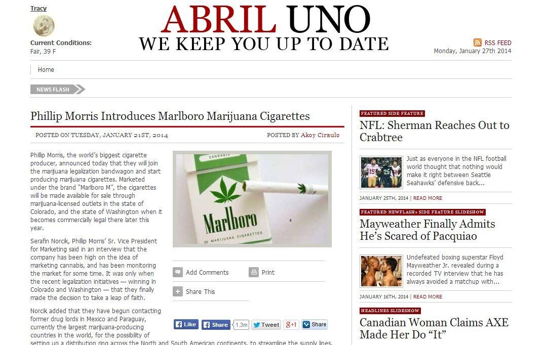 Marlboro Marijuana Cigarettes? Phillip Morris ‘Marlboro M’ Colorado Article Satire Goes Viral; Not Real