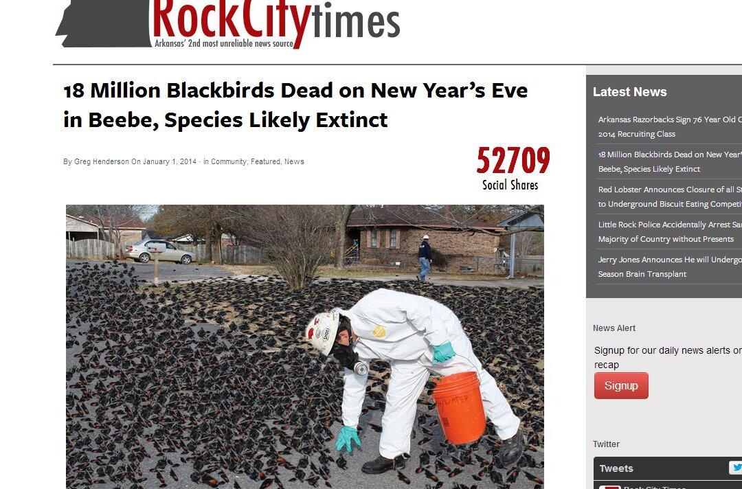 18 Million Blackbirds Dead New Year’s Eve in Beebe, Arkansas? Nope, That’s a Hoax