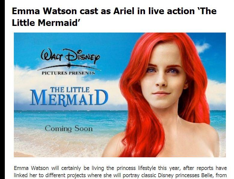 Emma Watson: Ariel in ‘The Little Mermaid’ Post a Hoax; No Disney Reboot with Daniel Radcliffe