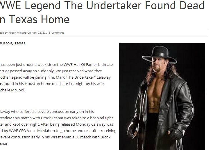 Undertaker Dead? Mark Calaway Has Not Died; 2 Fake Death Reports Viral, Anger Fans