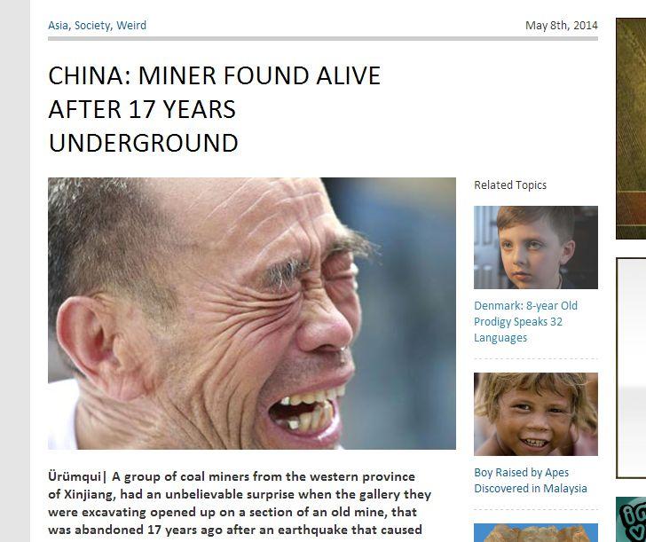 China Miner ‘Found Alive After 17 Years Underground’ is Fake; Cheung Wai Story Merely a Hoax