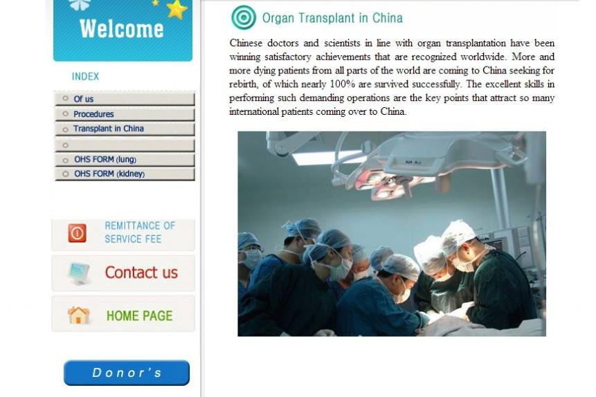 Transplant Tourism Website in China Taken Offline
