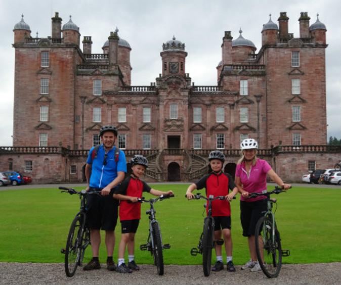 Cycling Around Drumlanrig Castle and Country Estate Near Thornhill, Dumfriesshire, Scotland, UK