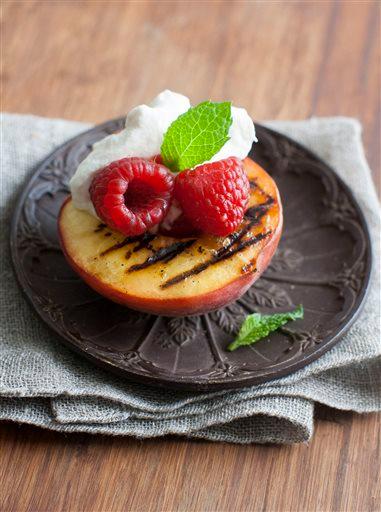 Grilled Peaches, Berries, and Cream Dessert