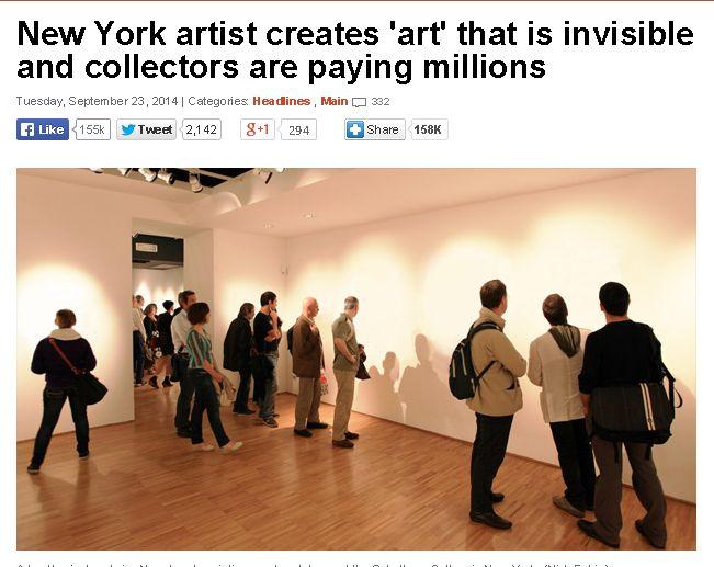 Invisible Art Satire: New York Artist Lana Newstrom Creates Art Worth Millions Article Just Humor