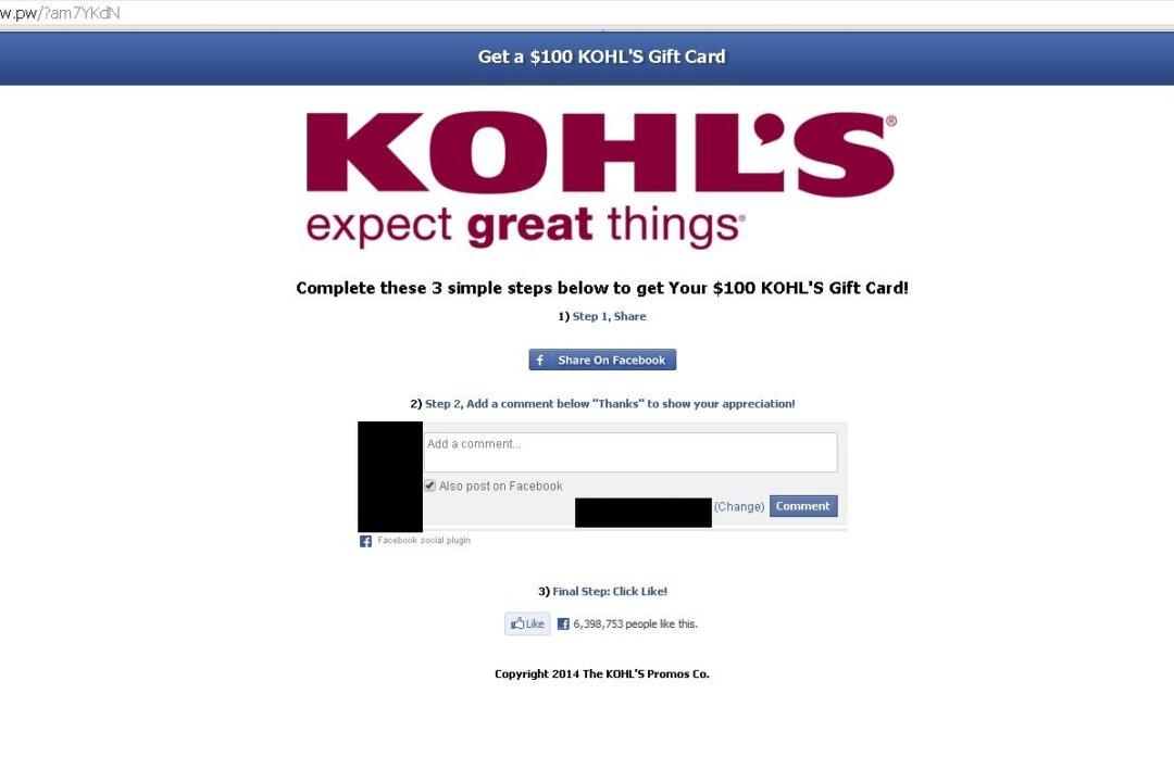 Kohl’s $100 Gift Card Facebook Post is a Scam; Free ‘Reward Now’ Site Also Totally Fake so Watch Out