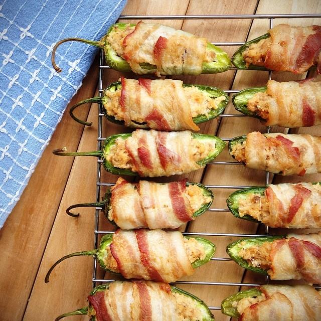 Paleo Bacon-Wrapped Salmon Stuffed Jalapeño ‘Poppers’