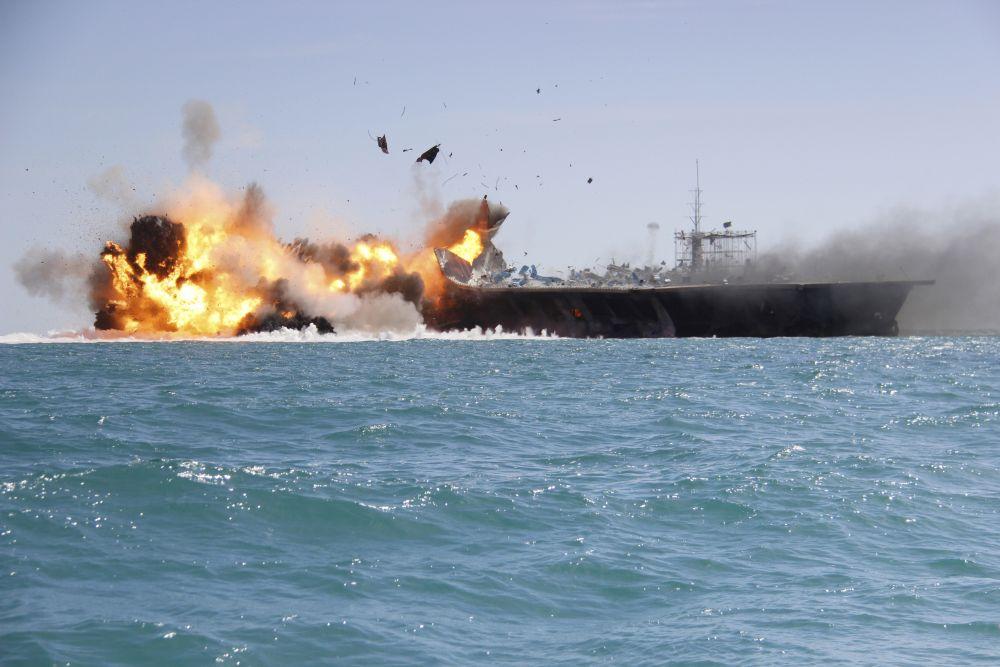 See Iran Destroy a Fake US Aircraft Carrier in Strait of Hormuz