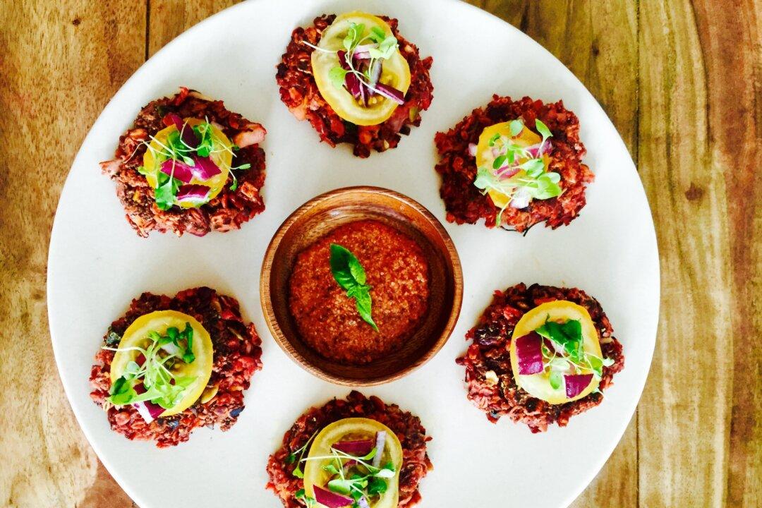 Vegan Beet-Tofu-Basil Burgers