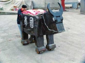 Walking Wooden Ox Recreated From a 1,800-Year-Old Design