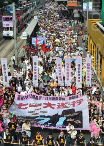 Hong Kong Marchers Challenge Ban on Music, Voice Discontent