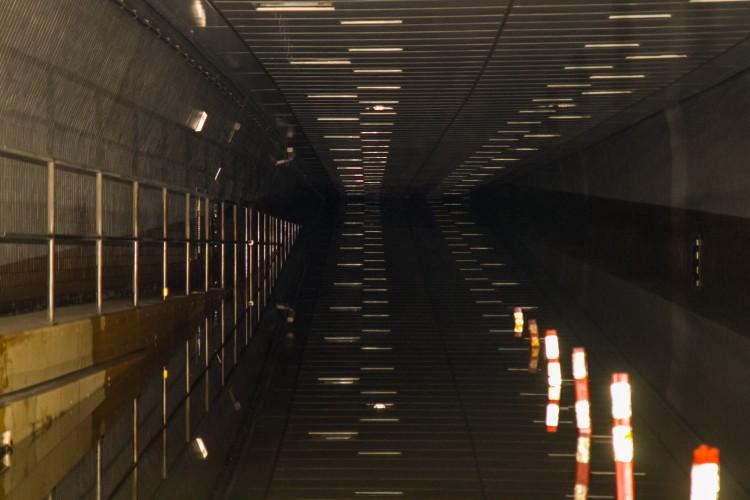 A View Inside Flooded Brooklyn Battery Tunnel