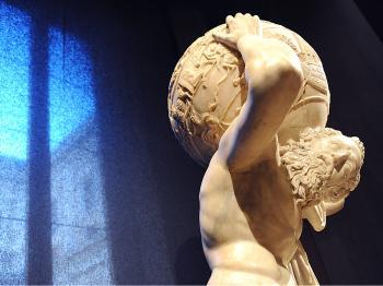 Famous Atlas Sculpture on Display in Rome