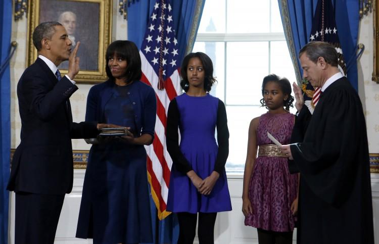 Obama Takes Oath of Office in Private Ceremony
