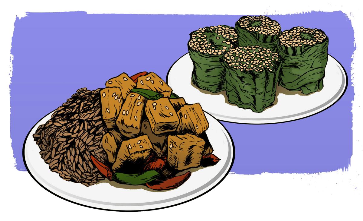 Sweet and Sour Tofu with Ohitashi Spinach