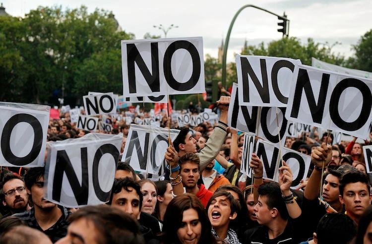 Protests Erupt Outside Spanish Parliament