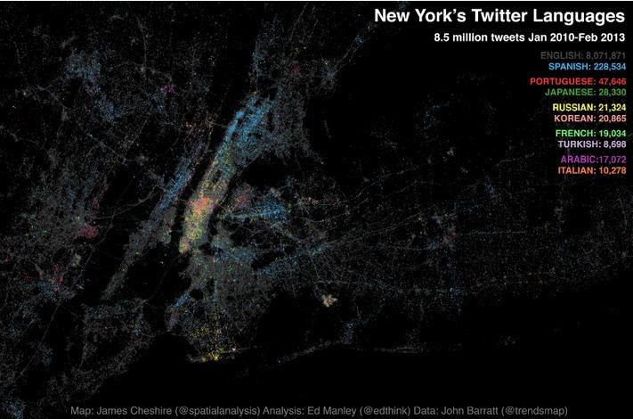 Twitter Languages Mapped for New York