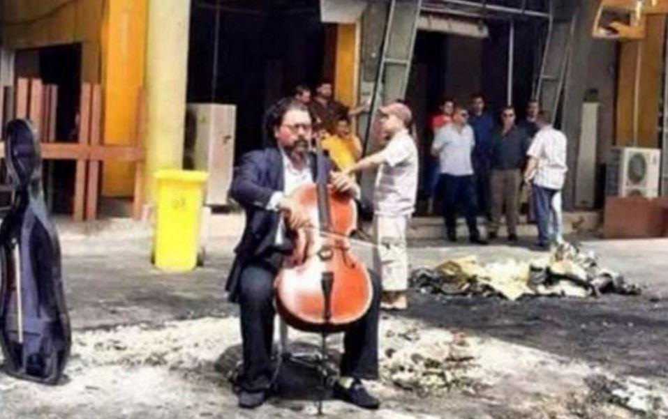 Iraqi National Symphony Orchestra Conductor Plays Cello at ISIS Bombing Sites
