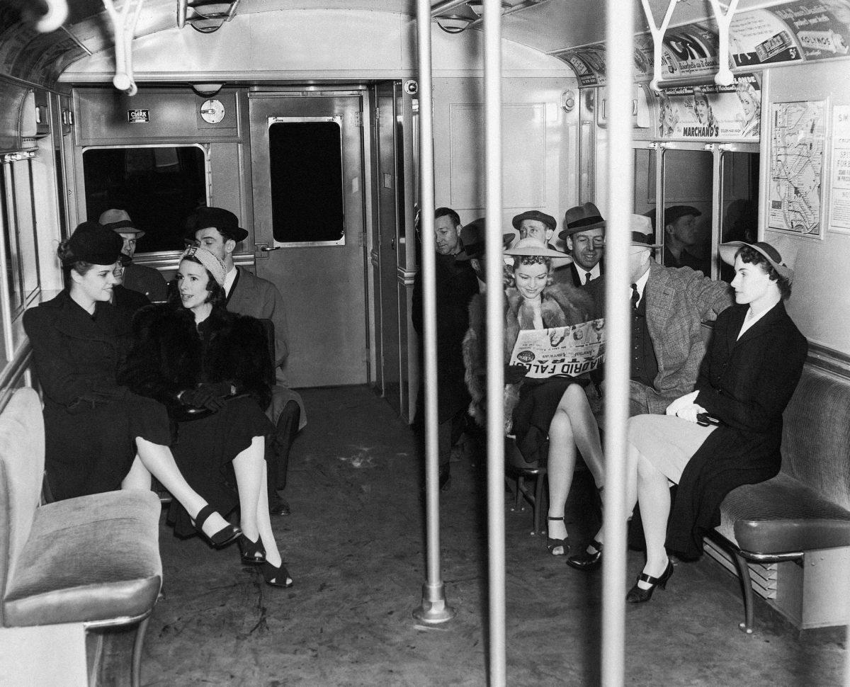 Air-conditioned and equipped with upholstered green mohair cushions, a new streamlined luxury car of the BMT lines made its inaugural run in New York on March 28, 1939. (AP Photo)